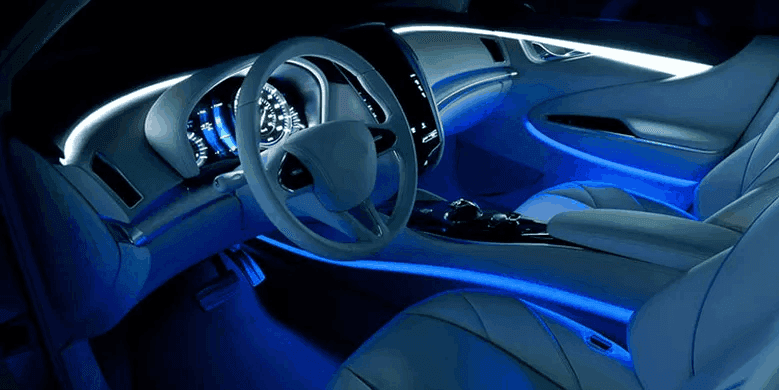 Stylish car interior with vehicle entertainment system